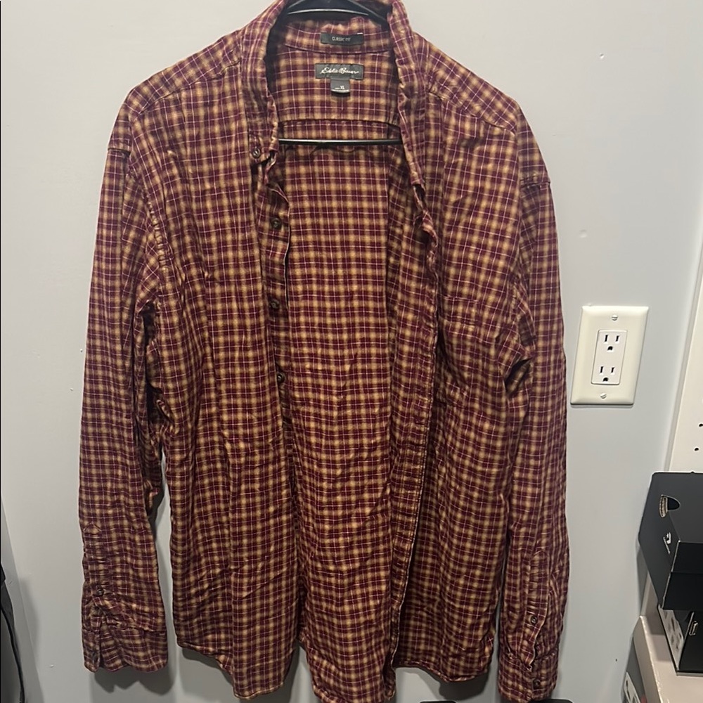 Eddie Bauer Red and Yellow Checkered Shirt